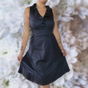White House Black Market Black Sleeveless Ruffle Fit and Flare dress, Size 8